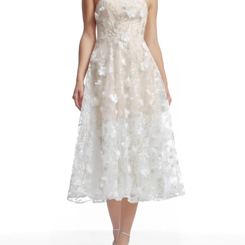Dress The Population Cream Floral Midi Dress